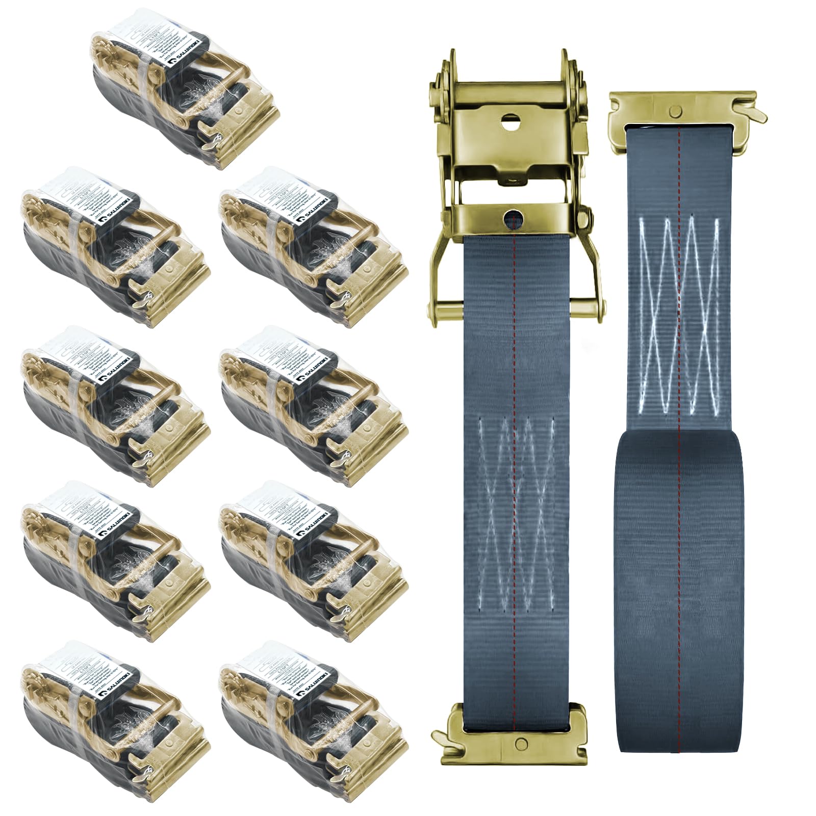 Photo 1 of SALUINOKI 10Pack E Track 2 Ratchet Strap Etrack Van Box Truck Strap Accessories Heavy Duty 12ft E Track Accessories 4400lbs Breaking Load, 2200 Working Load Black