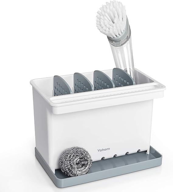 Yohom Kitchen Sink Caddy Organizer Sponge Holder with Removable Drain