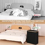 iEGrow 150L Large Laundry Basket with Lid and 2 Compartments Black view 6