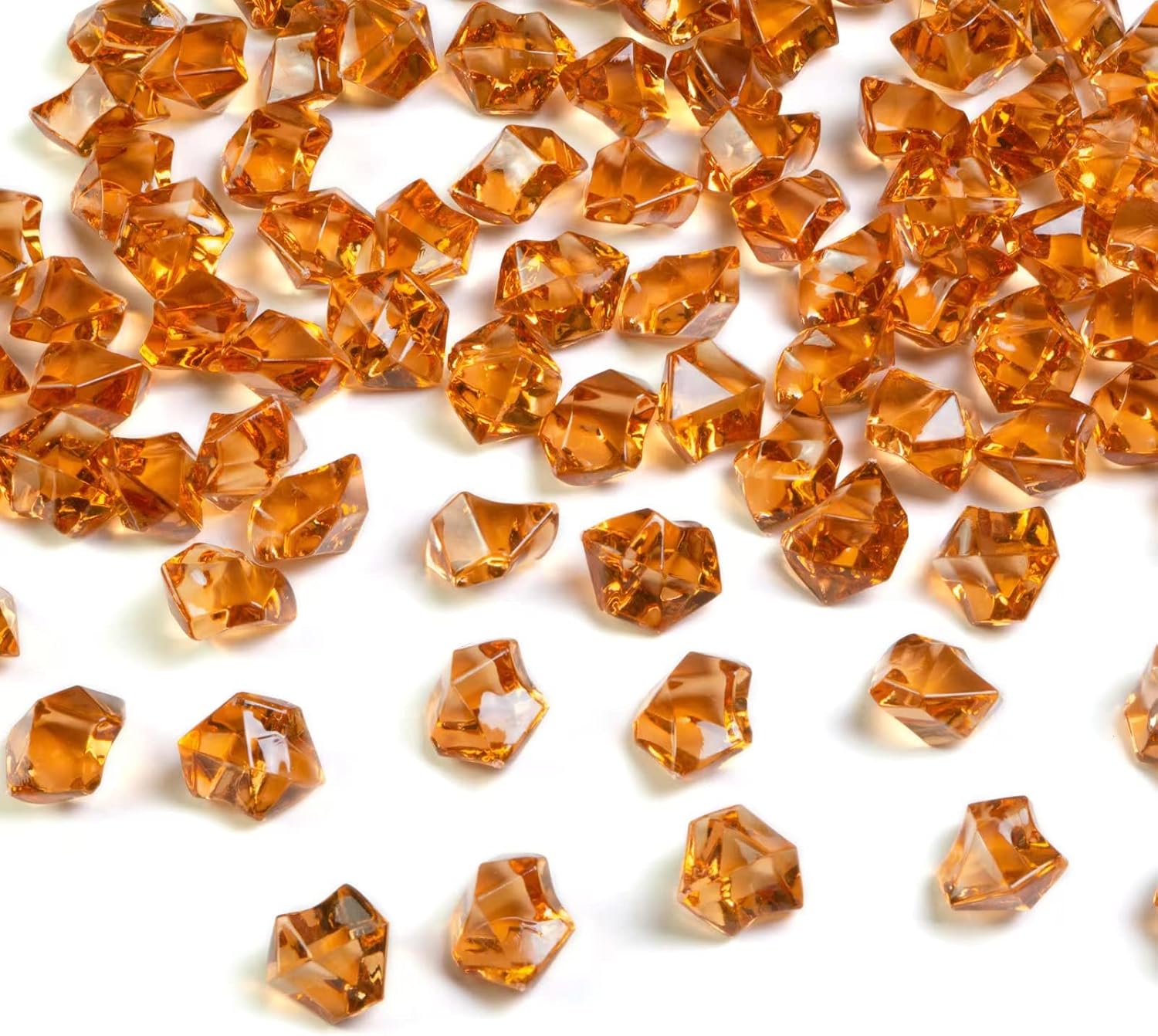 Vase Fillers - 15 OZ Amber Fake Acrylic Ice Rocks Crystal Cube Stones Fake Diamonds for Glass Vase Fillers,Resin Arts Crafts,Fall Decor,Table Scatter,Home Decoration