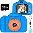 Dylanto Upgrade Kids Selfie Camera, Christmas Birthday Gifts for Boys Age 3-9, HD Digital Video Cameras for Toddler, Portable Toy for 3 4 5 6 7 8 Year Old Boy with 32GB SD Card-Navy Blue