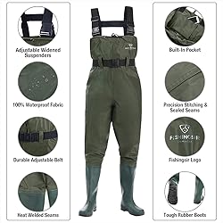 FISHINGSIR HISEA Fishing Waders for Men with Boots