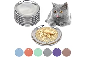 RMNHPTK Cat Food Dishes, Stainless Steel Cat Bowls Relief Whisker Fatigue Cat Bowl Cat Food Plates with Non-Slip Mats Shallow Cat Bowl for Wet & Dry Food (6 PCS, Medium)