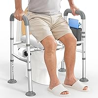 Sliq Toilet Seat Risers for Seniors, Raised Handicap Toilet Seat with Handles Over Toilet, High Capacity Toilet Riser with Ha