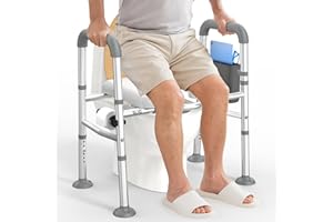 Sliq Toilet Seat Risers for Seniors, Raised Handicap Toilet Seat with Handles Over Toilet, High Capacity Toilet Riser with Ha