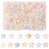 MakemadeDIY 200Pcs Cute Star Acrylic Beads for Jewelry Making AB Colorful Transparent Spacer Beads for Bracelets Necklace Earrings Making DIY Crafts Gift