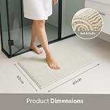 KEPLIN Non Slip Microfibre Bath Mat 40x60cm White Soft Quick Dry view 3
