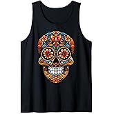 Sugar Skull De Los Muertos Halloween Floral Skull Tank Top