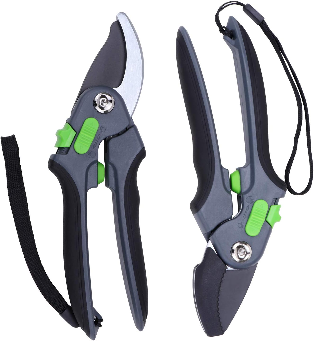 KEESIN Adjustable Secateurs Set,Ergonomic Bypass Anvil Shears,Garden Pruners Razor,Strong Gardening Tools