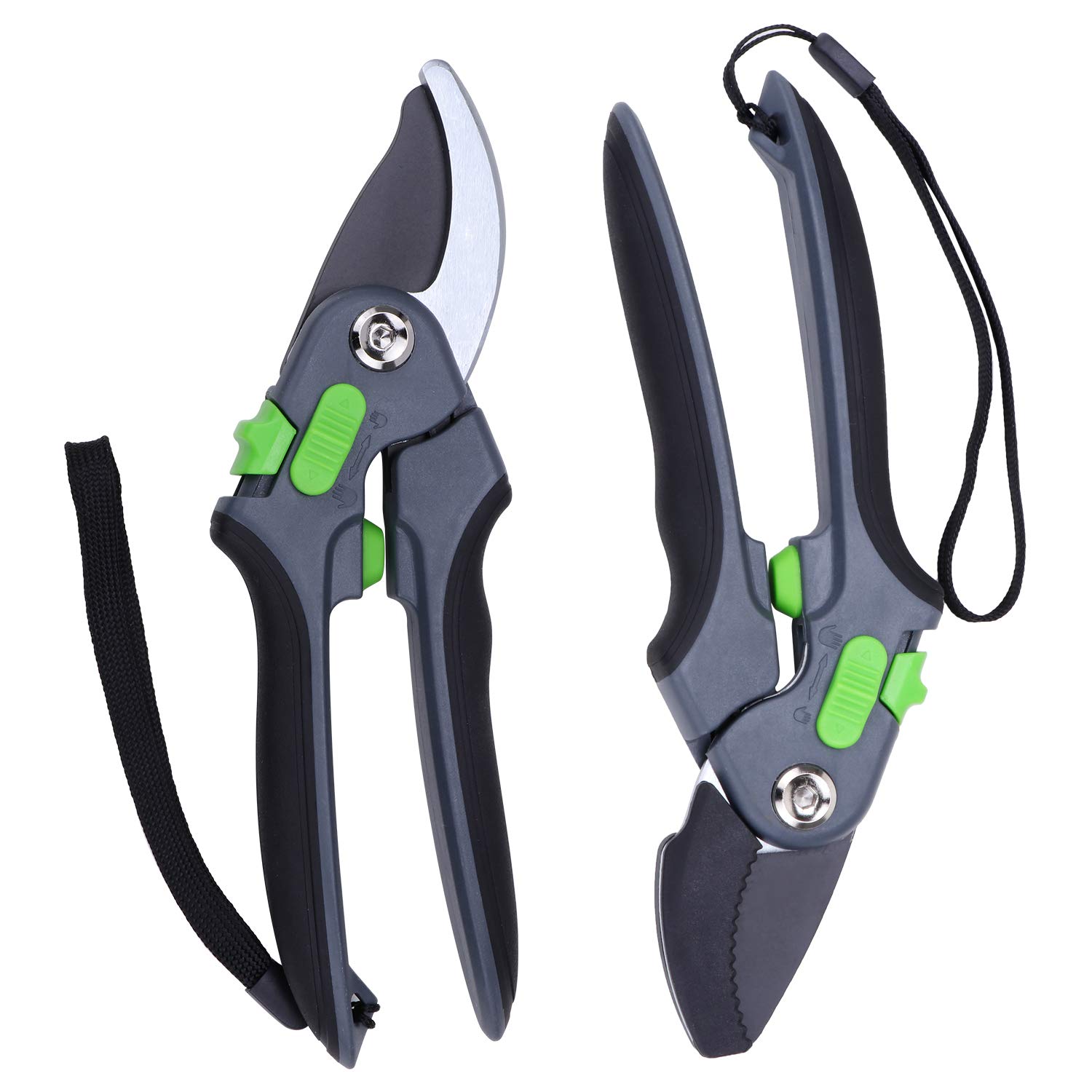 KEESIN Adjustable Secateurs Set,Ergonomic Bypass Anvil Shears,Garden Pruners Razor,Strong Gardening Tools