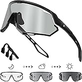 BIRCEN Photochromic Cycling Glasses: Mountain Bike Sports Sunglasses for Men Women Running Riding MTB Baseball
