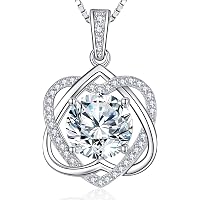 ONLYLIKE Heart Pendant Necklace For Wife - 4 Carat Moissanite Sterling Silver Anniversary Gift