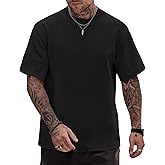 Herberton Mens Oversized T-Shirts Heavyweight Cotton Crew Neck Stretch Fashion Thick Tee Tops