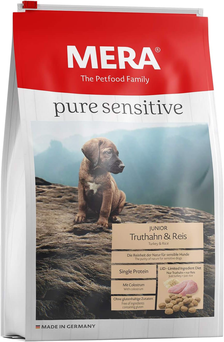 MERA pure sensitive Junior Turkey and Rice Puppy Food, Dry Food for the Daily Nutrition of Nutritionally Sensitive Puppies