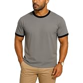 JustBlanks Men's Ringer Tee Shirt &ndash; 100% Cotton Short Sleeve Tshirt for Men | Classic Crew Neck Tees for men Casual Summer Athletic T Shirts