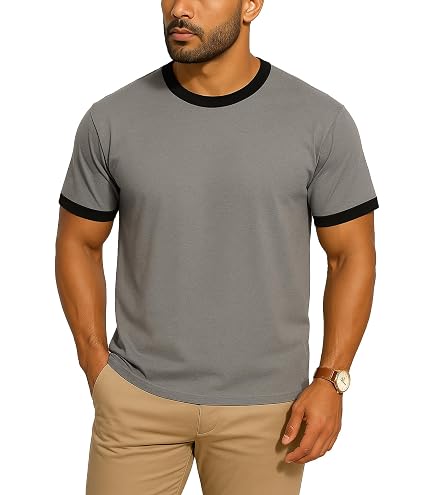 Port & Company Core Cotton Ringer Tee – Soft Classic Style, Removable Tag, Great For Custom Printing - View #4