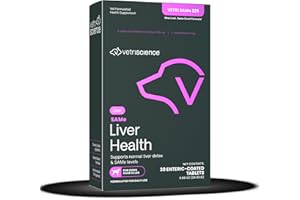 VetriScience SAMe Liver Health Tablets, 225 mg S-Adenosyl-Methionine Liver Health and Detox Supplement for Medium and Large Breed Dogs, Glutathione Antioxidant Liver Support, 30 Count