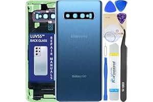 LUVSS Rear Glass for Samsung Galaxy S10 4G/LTE SM-G973 Back Glass Replacement Cover with Camera Glass Lens + Repair Manual DI