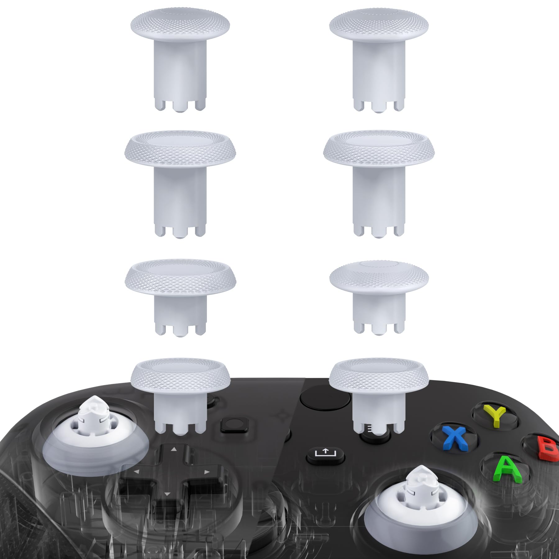 Photo 1 of eXtremeRate ThumbsGear V3 Interchangeable Thumbsticks for Xbox Core Controller, 4 Height Adjustable Convex and Concave Grip Joysticks for Xbox One S/X/Elite, for Nintendo Switch Pro - Original White
