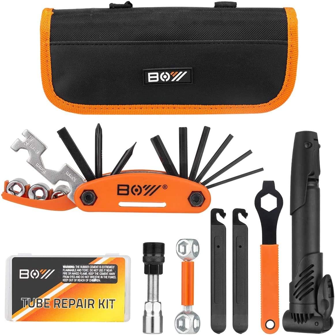 Matykit 9Pcs Bike Repair Kit with Pump, Bicycle
