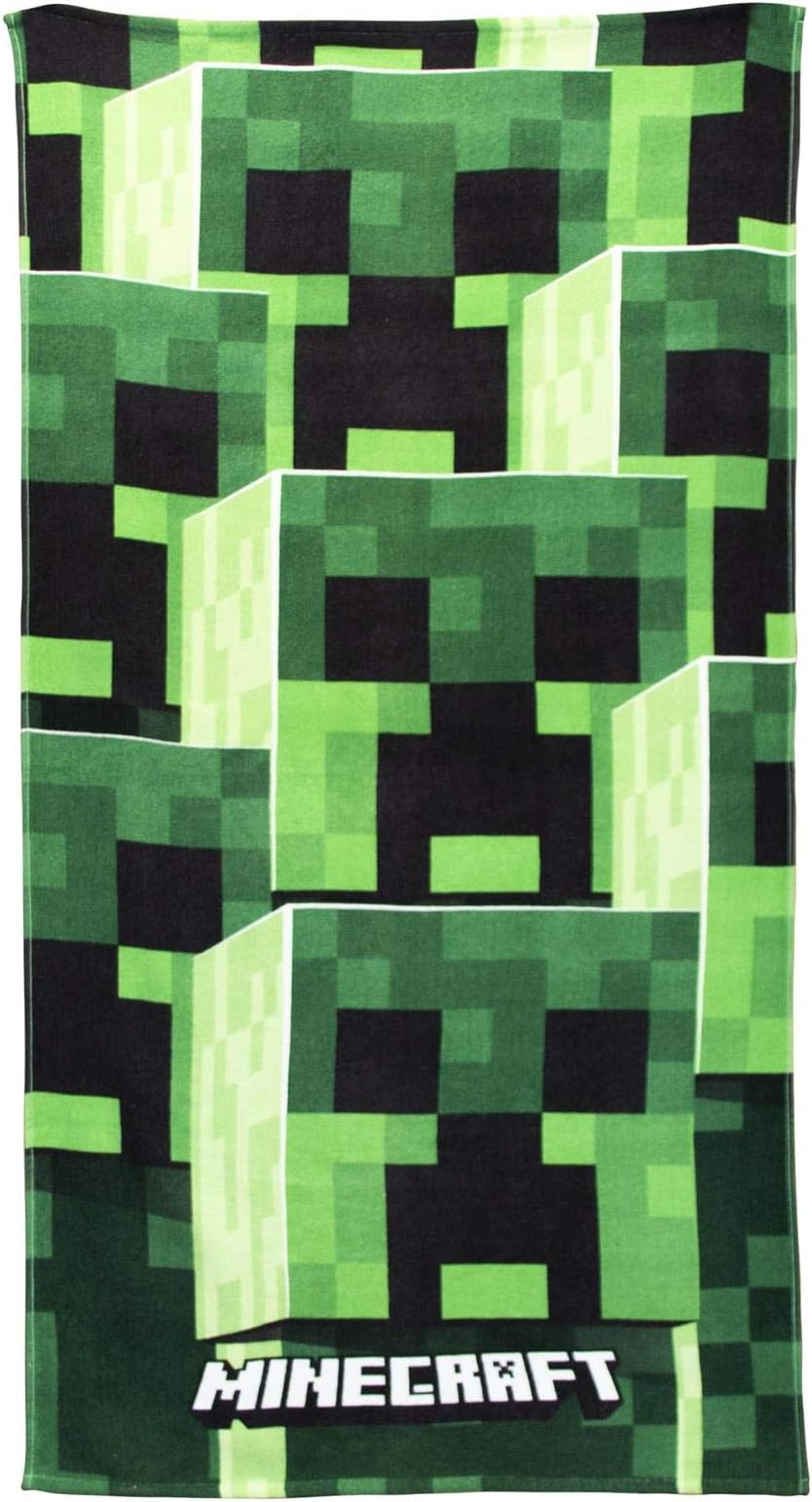 Minecraft Official Towel Grey 140 x 70cm 100% Cotton Soft Beach Bath