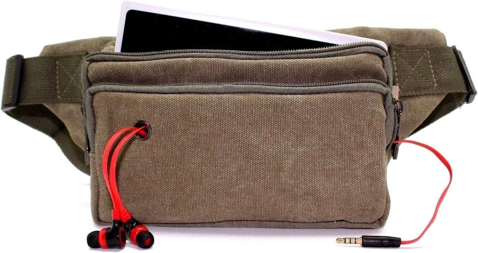 Water Resistant Fanny Pack - Green Travel Bag Waist Sling Pocket Super Lightweight For Cashier's box Belt for Sports Hiking Quick Release Buckle Canvas Nylon