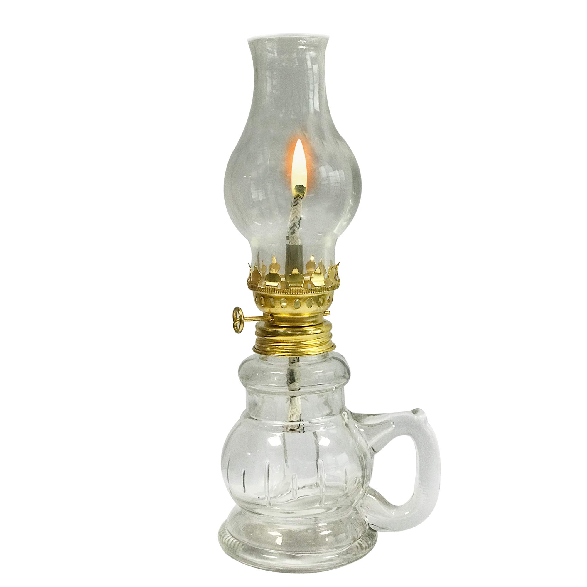 YFYW Glass Kerosene Oil Lamp, Vintage Antique, Transparent Desktop Emergency Lamp (19cm)