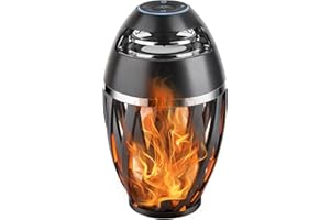 Tioneger Flame Outdoor Bluetooth Speaker, LED Table Lamp with Flame Light, Portable Wireless Waterproof LED Flickers Speaker with Handle, Gifts for Men (A1)