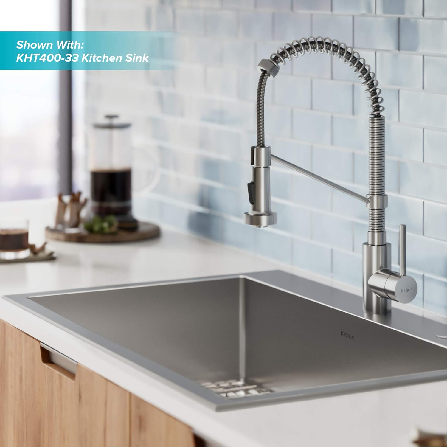 Kraus KPF-1610SS Bolden 18-Inch Commercial Kitchen Faucet with Dual Function Pull-Down Sprayhead in All-Brite Finish, Stainless Steel - - 