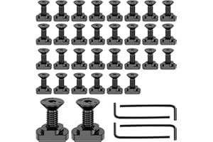 KTZCTPCA 40Pcs Screw and Nut Set, Black Anodized Alloy Steel, Hexagonal, Standard Rail System Accessories
