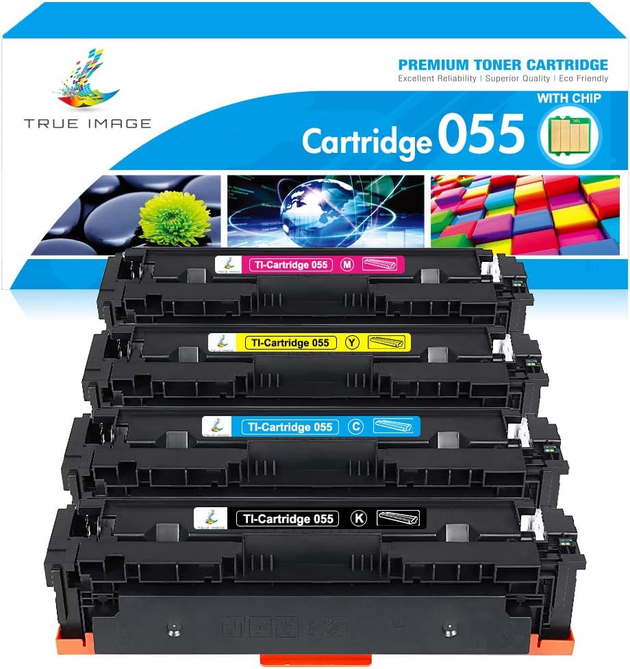 True Image Compatible Toner Cartridge Replacement for Canon 055 055H Toner Canon Color imageCLASS MF743Cdw MF741Cdw MF745Cdw MF746Cdw LBP664Cdw Printer with Chip (Black Cyan Magenta Yellow, 4-Pack)