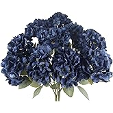 FAICOIA 2 Pcs Hydrangea Artificial Flowers Blue Faux Hydrangeas Flower Outdoor Artificial Flowers Bouquets Silk Hydrangea Flowers Stems for Home Decor Party Floral Arrangements Wedding Centerpieces