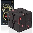 SMALL FISH Fidget Infinity Cube - Built-in Metal Never Ending Infinity Cube, Cool Sensory Infinite Fidget Toy for Stress and Anxiety Relief, Best for Adults and Kids with Autism,and ADHD (Black-Red)