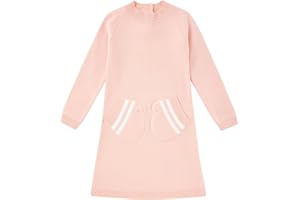 KIDS4EVER Girls Sweater Dress with Pockets Girl Fall Long Sleeve Causal Knit Dresses for 5-8 Years Kids