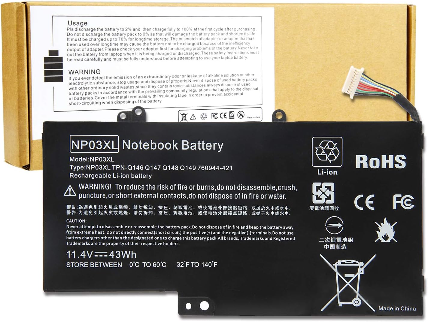 New Np03xl Notebook Battery For Hp Envy 15 U337cl 15 U050ca 15 U010dx 15 U011dx Series Hp Pavilion X360 13 A010dx 13 A013cl 13 A113cl 13 A110dx 13 A113cl Laptop Computers Accessories Amazon Com