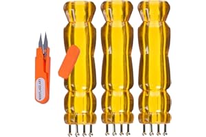 westlake art Susan Bates Crystalites French Knitter, 2.3 Oz-French Spool | Bundled with Embroidery Scissors-Portable & Ergonomic Versatile Spool Knitter Tool for Creative Cord Knitting (Pack of 3)