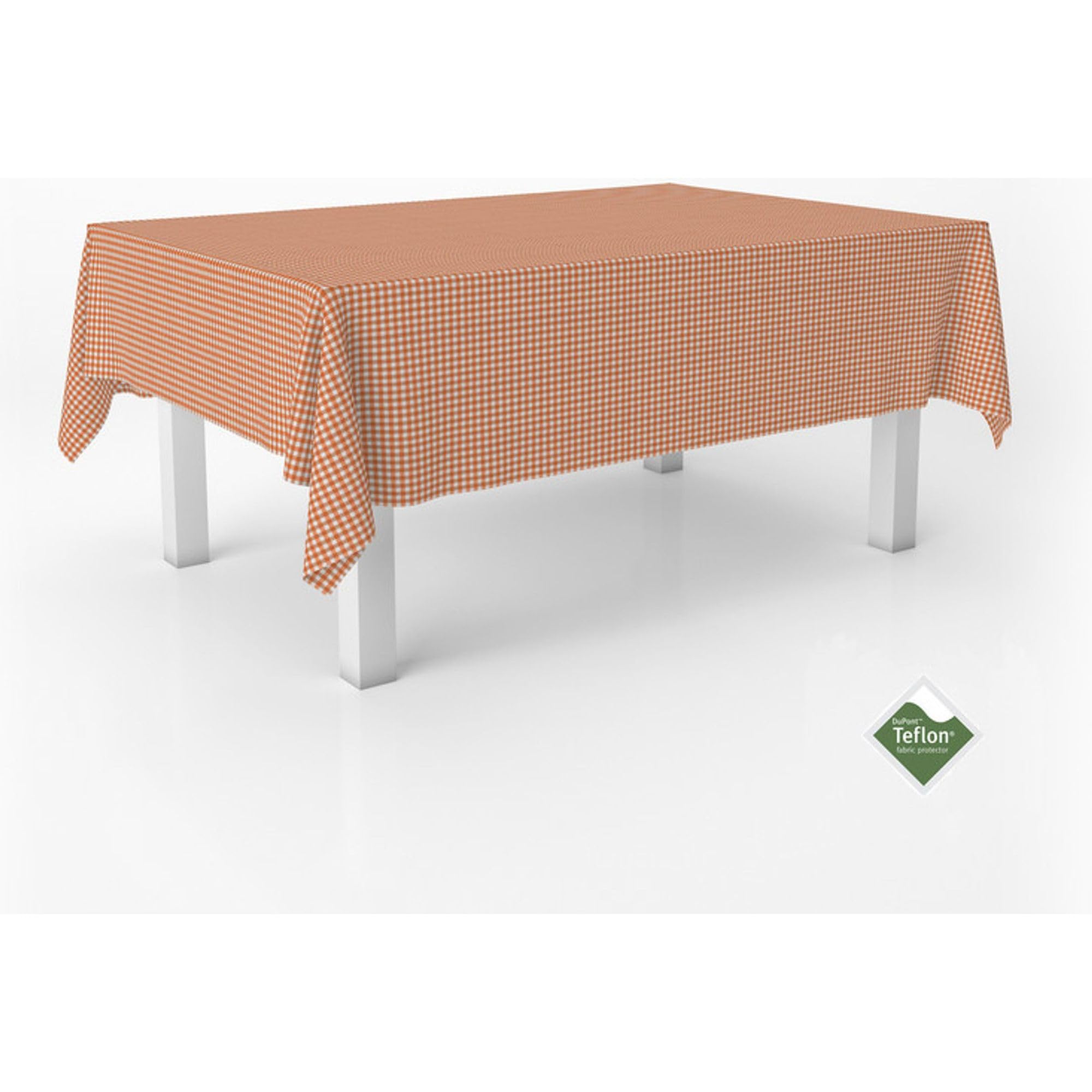 ECOMMERC3 | Stain Resistant Vichy Tablecloth for Rectangular Table Size 140 Round - Vichy Tablecloth Extra Soft and Waterproof Touch Orange