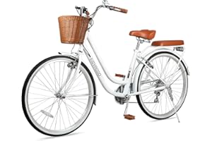 EISYROOD 26 Inch Beach Cruiser Bike for Women, Hybrid Womens Bike with 7 Speed, Adjustable Seat, Lightweight Women Beach Cruiser Bike with Anti-Skid Tires, V-Brakes