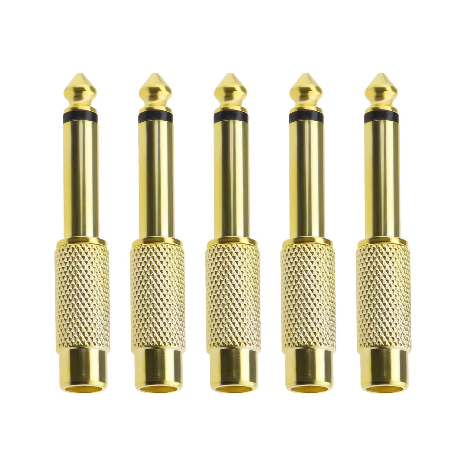 SG Store 5PCS RCA to 1/4 Inch Adapter Gold Plated RCA Female to 6.35mm Mono Male Plug Quarter Inch Adapter TS Jack Plug to RCA Audio Connector