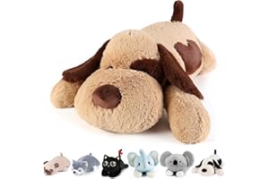 meowtastic Brown Dog Weighted Stuffed Animals - 32 Inch 6.5 Pounds Weighted Plush Dog Stuffed Animals - Large Stuffed Dog Plush Pillow, Cute Plush Toys Gifts for Kids & Adults (32" 6.5 lbs, Brown Dog)