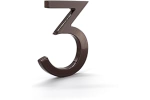 Montague Metal Products MHN-06-F-RB1-3 Solid Brushed Aluminum Modern Floating Address House Numbers, 6", Powder Coated Roman Bronze