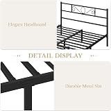 Yaheetech Metal Double Platform Bed 4ft6 Bed Frame with Scroll Headboard Black view 4