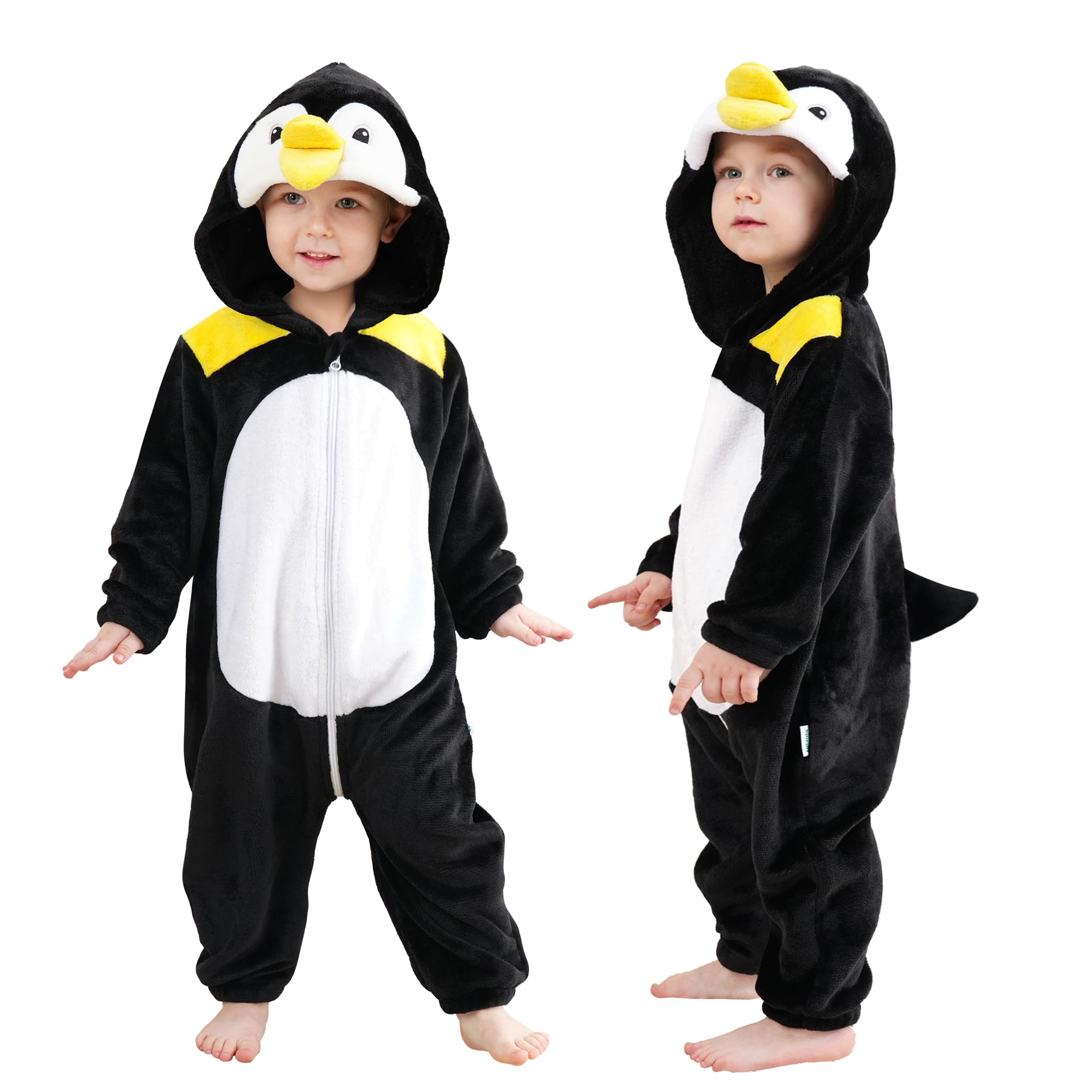 LOLANTA Unisex Baby Penguin Costume, Toddler One-Piece Hooded Animal Fancy Dress Romper, 4-5 Years,Tag 120