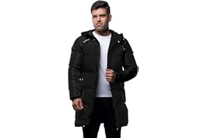 URBAN BUCK Puffer Jacket Men with Faux Fur Trimmed Hood Mens Down Parka Winter Coat Windbreaker & Waterproof Ski Coat for Men