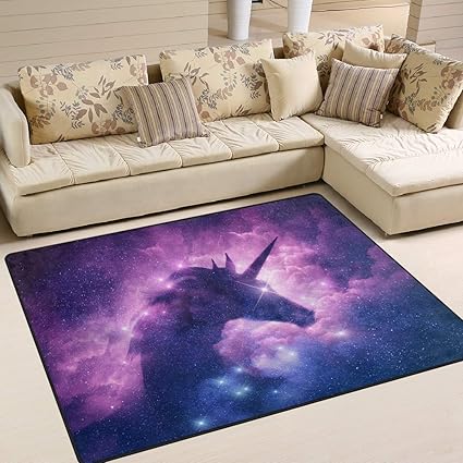Naanle Fantasy Unicorn Non Slip Area Rug For Living Dinning