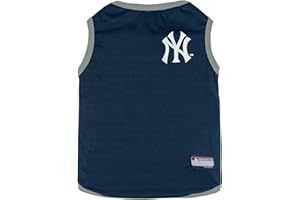 Pets First MLB New York Yankees Reversible T-Shirt,X-Large for Dogs & Cats. A Pet Shirt with The Team Logo That Comes with 2 Designs; Stripe Tee Shirt on one Side,Team Color,YAN-4158-XL