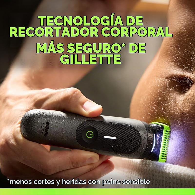 Labs i7 - Cortacésped para cuerpo y zona íntima para hombre, con tecnología SkinFirst, cortapelos impermeable, luz LED para visibilidad, 3 accesorios de corte de precisión y base de carga