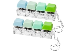 XIAWALANGZHUO 2 PCS Keyboard Fidget Toy, Keyboard Fidget Keychain 4-in-1 Keyboard Decompression Button Finger Clicker Toys, Button Stress Relief Fidget Gifts to Relief Stress (Fours Colors-Green)