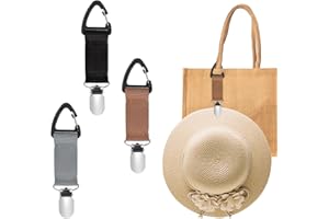 AHQiZFX 3 PCS Travel Hat Clip for Handbags, Backpacks, and Luggage, Elastic and Magnetic Hat Holder, Multifunctional Duckbill Clip, Outdoor Travel Accessory for Women, 3 Colors (Black, Khaki, Grey)