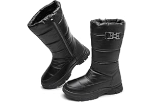 FINIWOR Womens Snow Boots Waterproof Mid Calf Winter Boots for Women Warm Faux Fur Lined Boots Side Zipper Non-Slip Boots